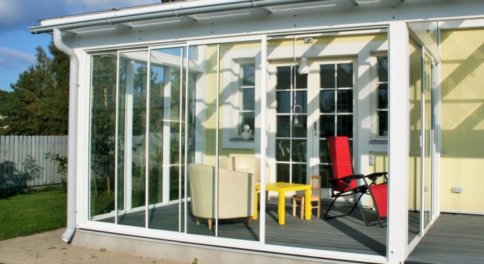 Sunroom with glass roof